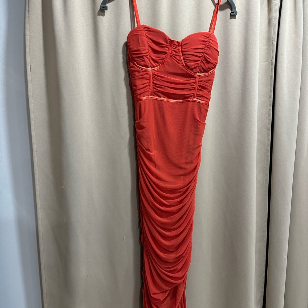 Elegant Red Ruched Dress
